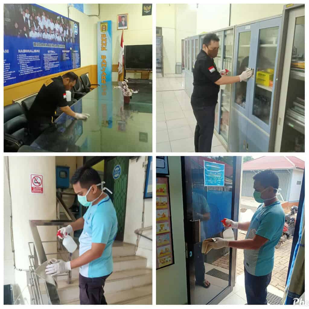 Penyemprotan Desifektan, Kantor BNN Kota Banjarbaru Penyemprotan Desifektan, Kantor BNN Kota Banjarbaru