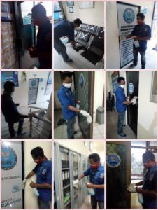 Pelaksanaan kegiatan Penyemprotan secara berkala semua area perkantoran dengan disinfektan, Pembersihan
