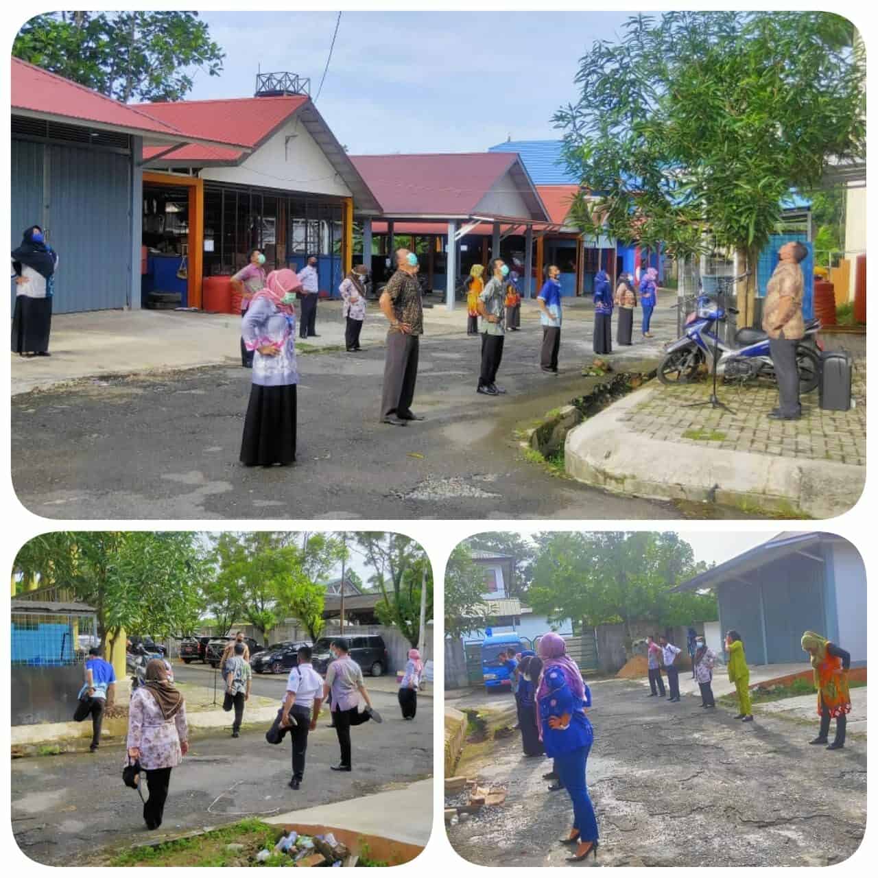 Pelaksanaan peregangan otot sekaligus berjemur. Pelaksanaan peregangan otot sekaligus berjemur.