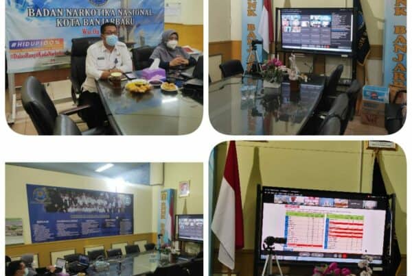 BNN Kota Banjarbaru Kalimantan Selatan Mengikuti rapat dalam rangka Rapat Perkembangan Inpres nomor 02 Tahun 2020 masa pelaporan B6 Tahun 2021 secara virtual.