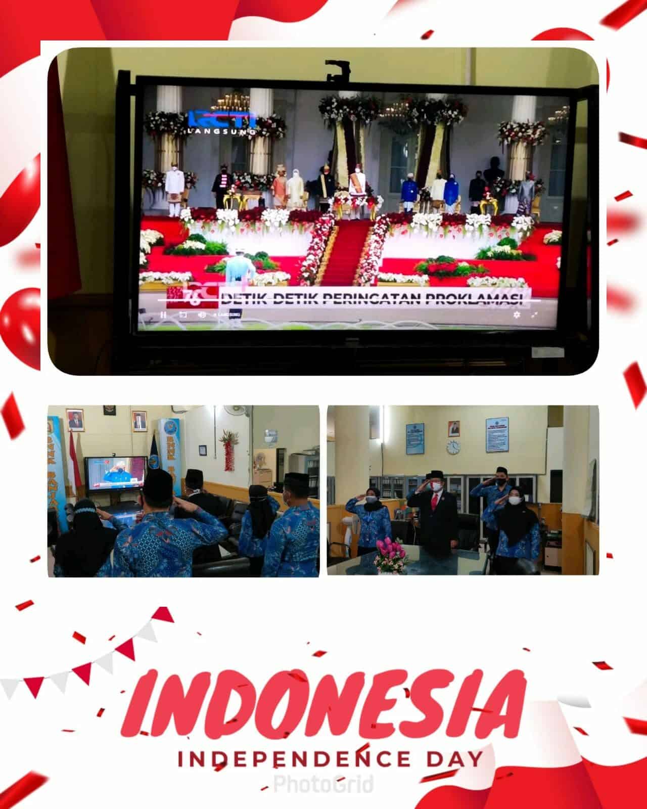 Kegiatan BNN Kota Banjarbaru - Mengikuti Upacara Peringatan HUT RI, 17 Agustus 2021, secara Virtual. Konsep Otomatis