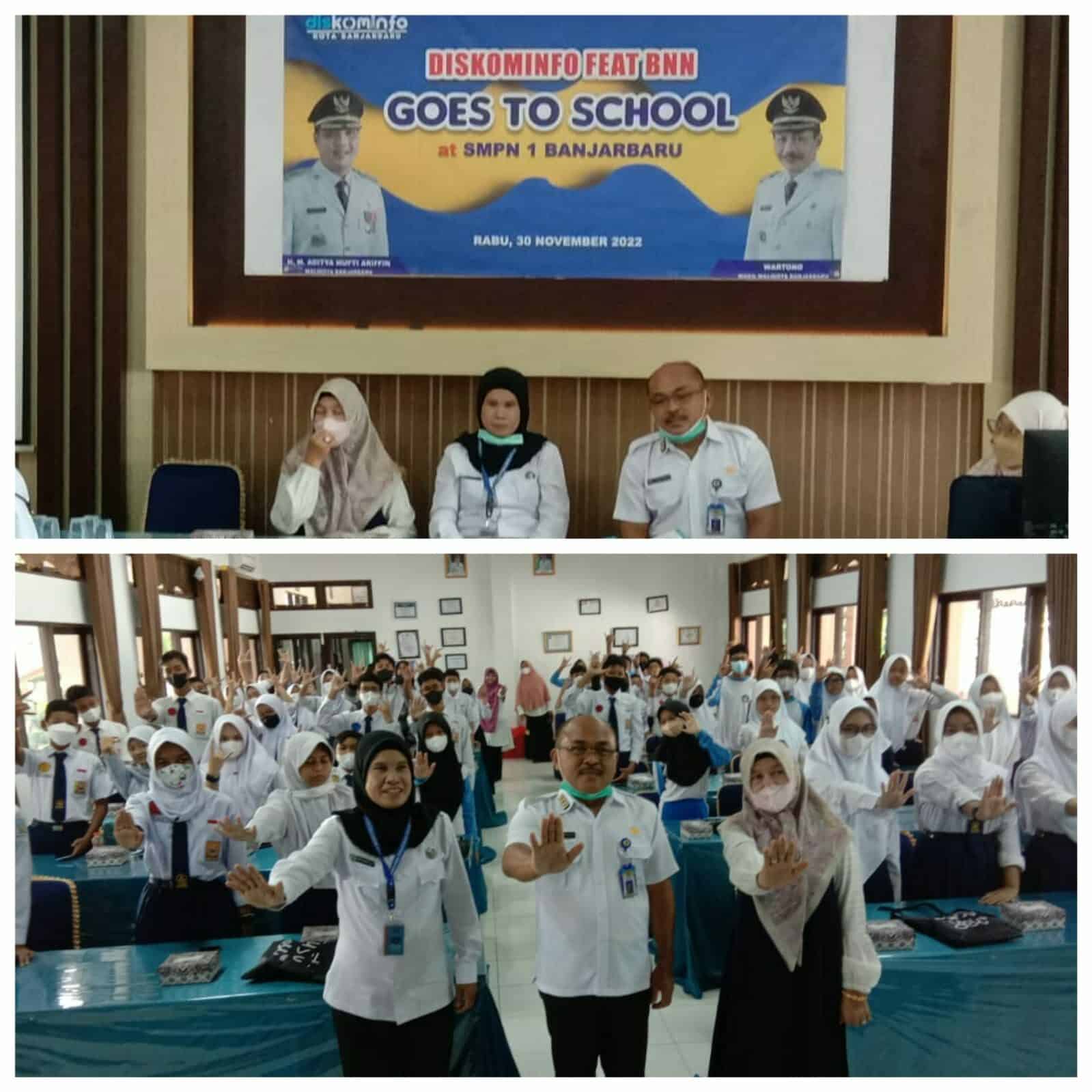 P2M BNN Kota Banjarbaru - Menghadiri undangan sebagai narsum pada kegiatan Diskominfo Feat BNN Goes To School pasa siswa SMPN 1 Banjarbaru yg diselenggarakan oleh Diskominfo Kota Banjarbaru. P2M BNN Kota Banjarbaru – Menghadiri undangan sebagai narsum pada kegiatan Diskominfo Feat BNN Goes To School pasa siswa SMPN 1 Banjarbaru yg diselenggarakan oleh Diskominfo Kota Banjarbaru.