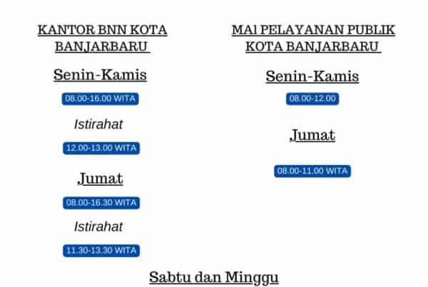 BNN Kota Banjarbaru – jam oprasional layanan BNN