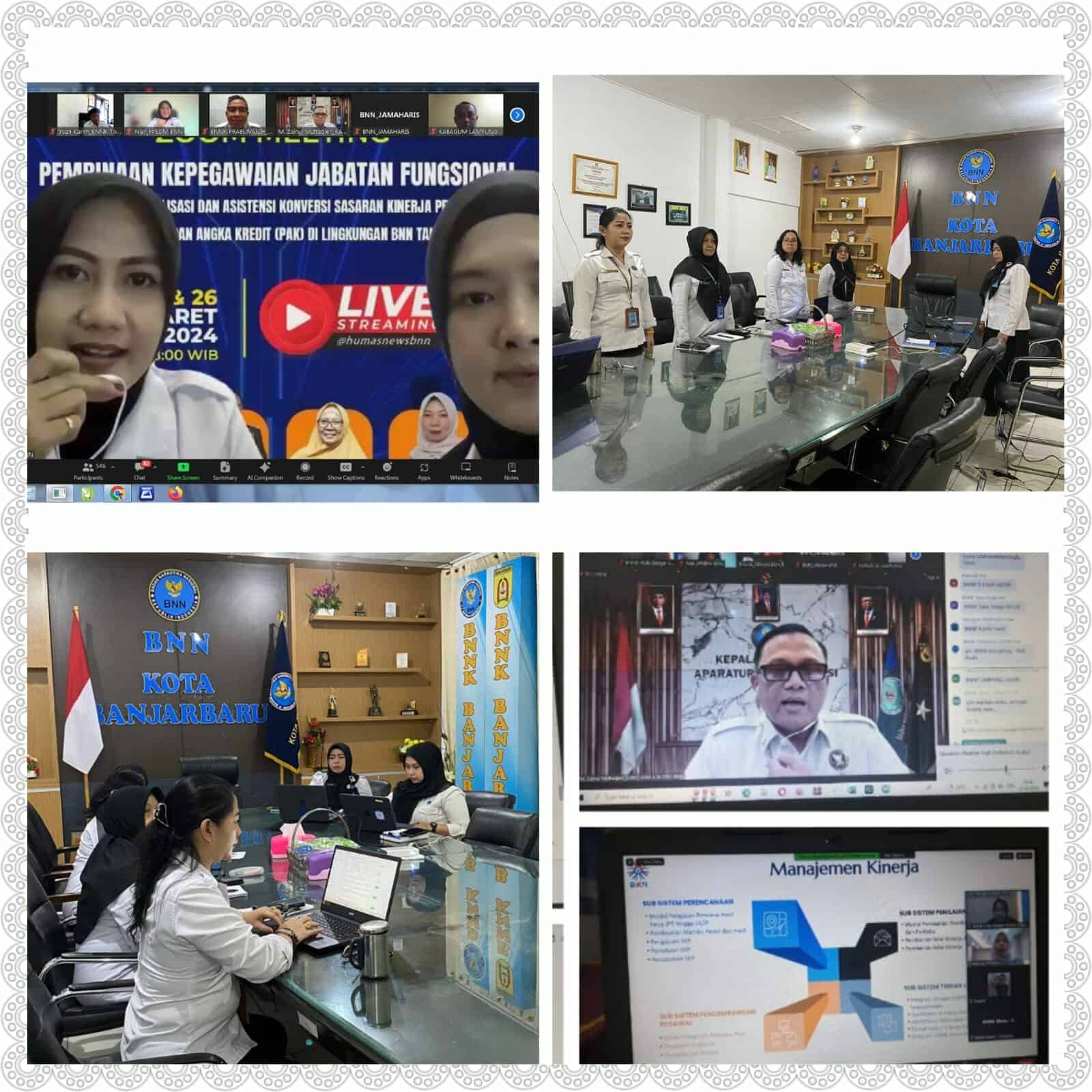 BNN kota Banjarbaru - Mengikuti kegiatan Pembinaan Kepegawaian Jabatan Fungsional secara virtual. Konsep Otomatis