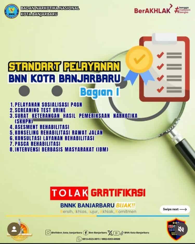 Standar Pelayanan BNN Kota Banjarbaru Standar Pelayanan BNN Kota Banjarbaru