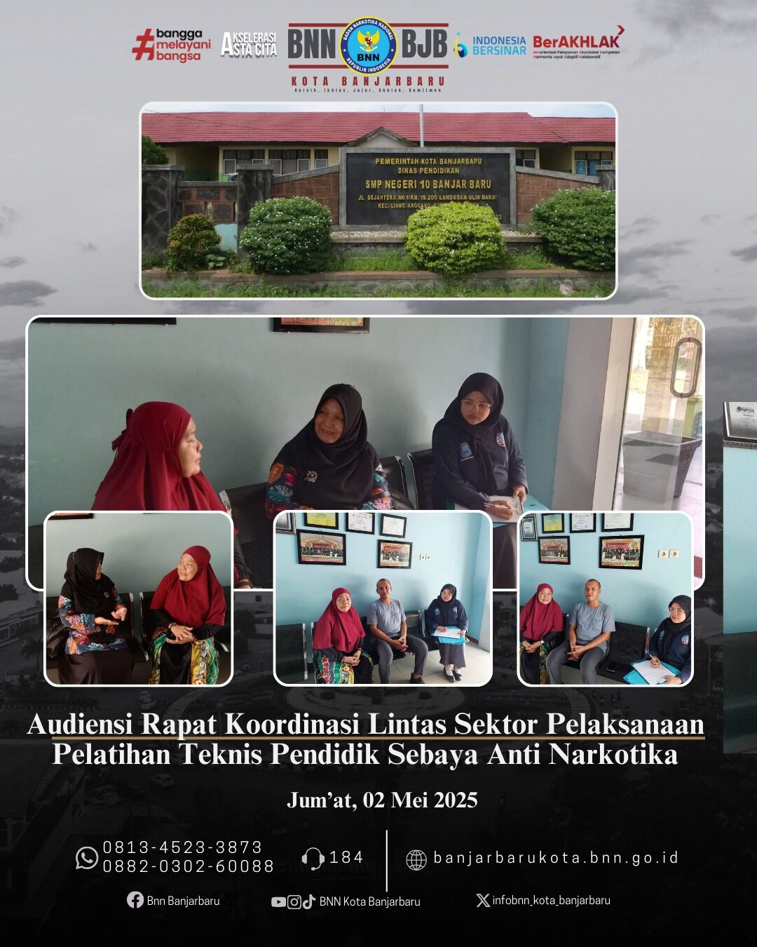BNN Kota Banjarbaru Audiensi Rapat Koordinasi Lintas Sektor Pelaksanaan Pelatihan Teknis Pendidik Sebaya Anti Narkotika. BNN Kota Banjarbaru Audiensi Rapat Koordinasi Lintas Sektor Pelaksanaan Pelatihan Teknis Pendidik Sebaya Anti Narkotika.